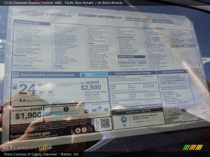 Pacific Blue Metallic / Jet Black/Brandy 2019 Chevrolet Equinox Premier AWD