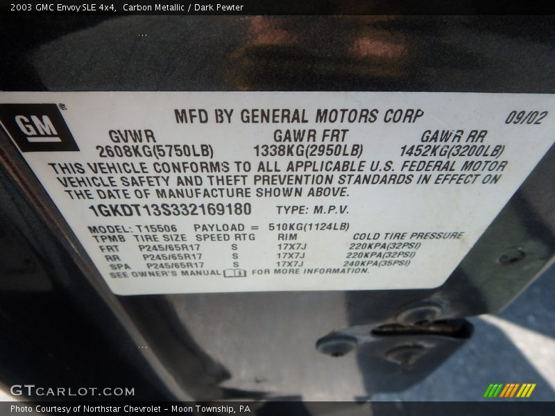 Carbon Metallic / Dark Pewter 2003 GMC Envoy SLE 4x4
