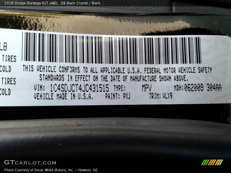 DB Black Crystal / Black 2018 Dodge Durango R/T AWD