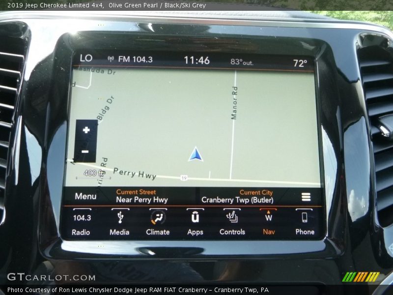 Olive Green Pearl / Black/Ski Grey 2019 Jeep Cherokee Limited 4x4