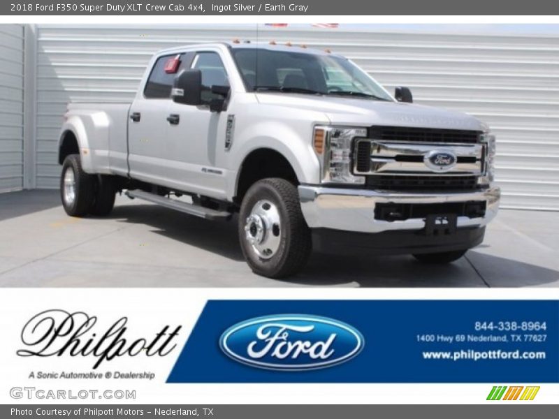 Ingot Silver / Earth Gray 2018 Ford F350 Super Duty XLT Crew Cab 4x4
