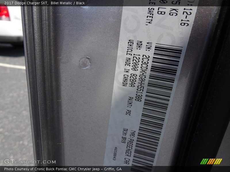 Billet Metallic / Black 2017 Dodge Charger SXT