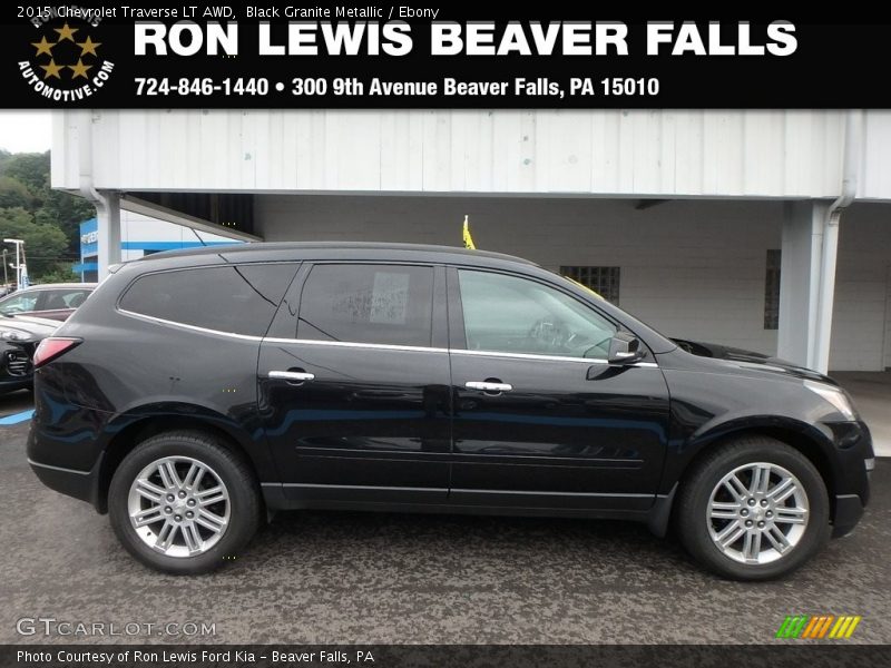 Black Granite Metallic / Ebony 2015 Chevrolet Traverse LT AWD