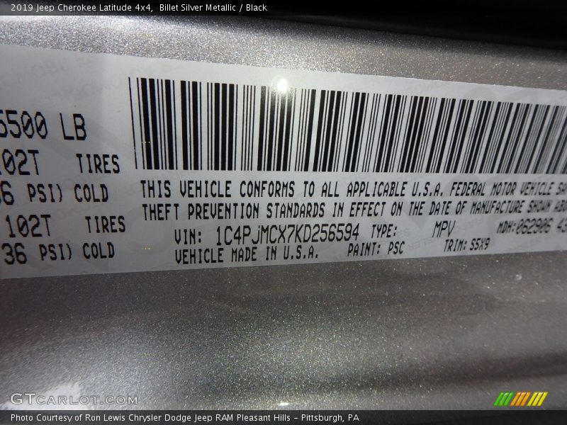 Billet Silver Metallic / Black 2019 Jeep Cherokee Latitude 4x4