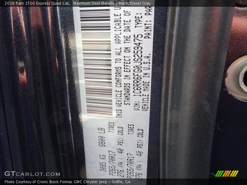 Maximum Steel Metallic / Black/Diesel Gray 2018 Ram 1500 Express Quad Cab