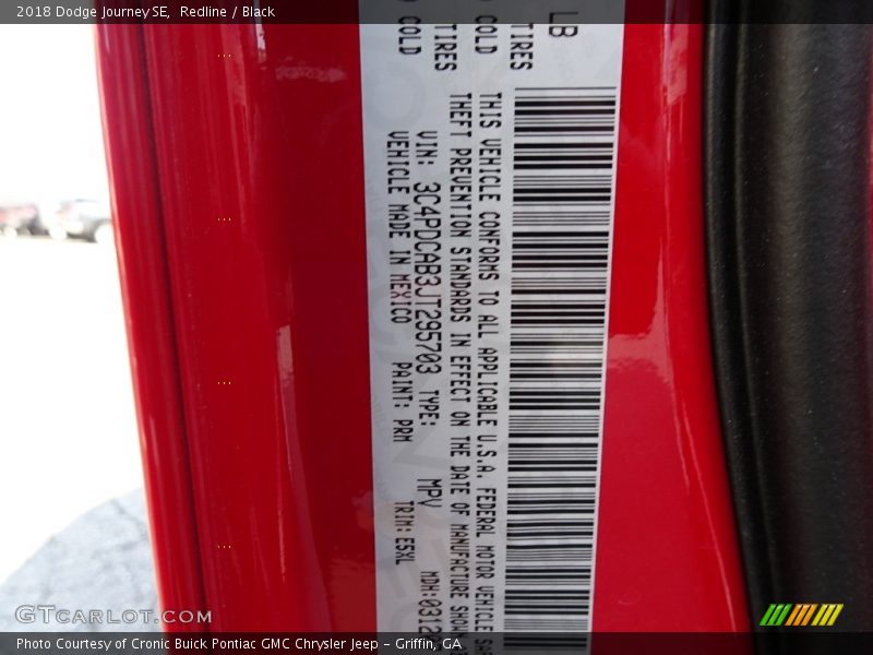 Redline / Black 2018 Dodge Journey SE