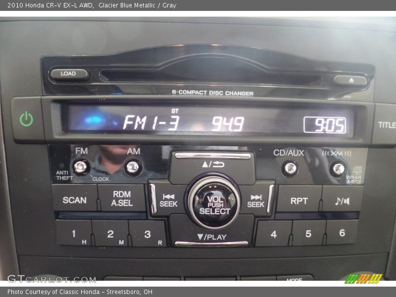 Glacier Blue Metallic / Gray 2010 Honda CR-V EX-L AWD