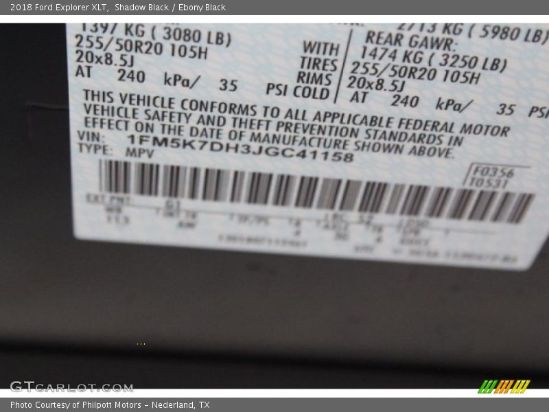 Shadow Black / Ebony Black 2018 Ford Explorer XLT