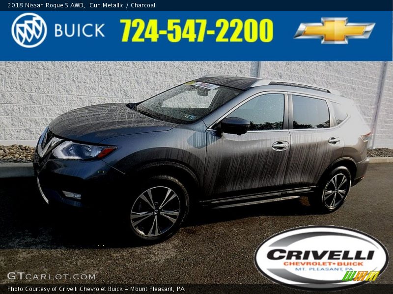 Gun Metallic / Charcoal 2018 Nissan Rogue S AWD