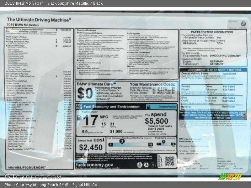 Black Sapphire Metallic / Black 2018 BMW M5 Sedan