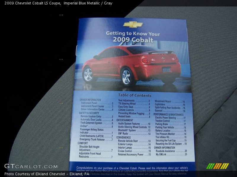 Imperial Blue Metallic / Gray 2009 Chevrolet Cobalt LS Coupe