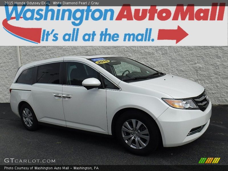 White Diamond Pearl / Gray 2015 Honda Odyssey EX-L