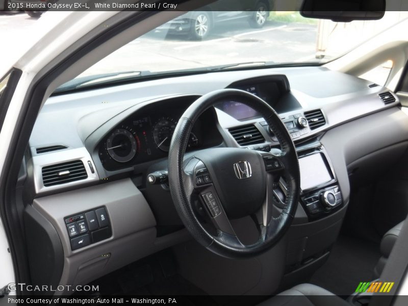 White Diamond Pearl / Gray 2015 Honda Odyssey EX-L