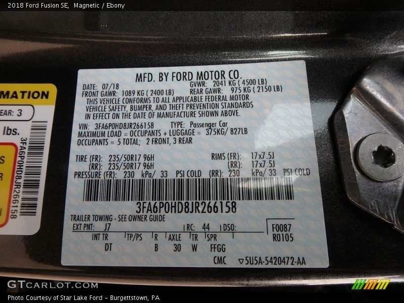 Magnetic / Ebony 2018 Ford Fusion SE