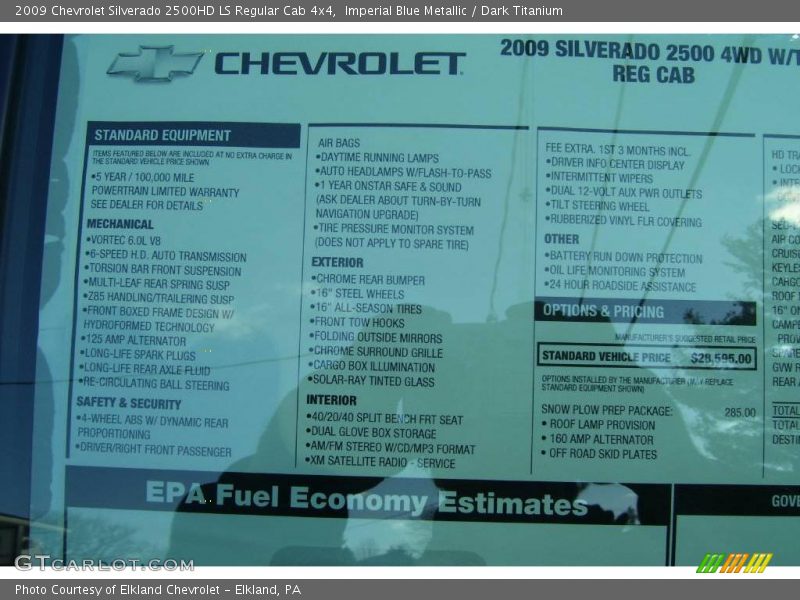 Imperial Blue Metallic / Dark Titanium 2009 Chevrolet Silverado 2500HD LS Regular Cab 4x4