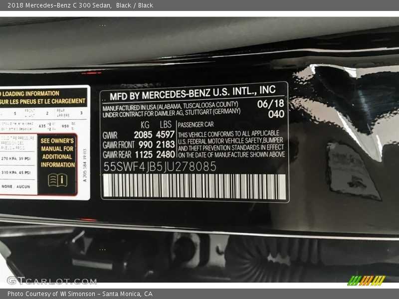 Black / Black 2018 Mercedes-Benz C 300 Sedan