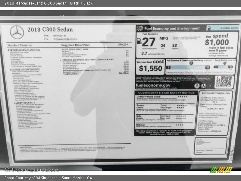 Black / Black 2018 Mercedes-Benz C 300 Sedan
