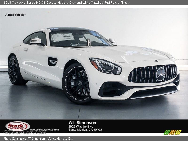 designo Diamond White Metallic / Red Pepper/Black 2018 Mercedes-Benz AMG GT Coupe