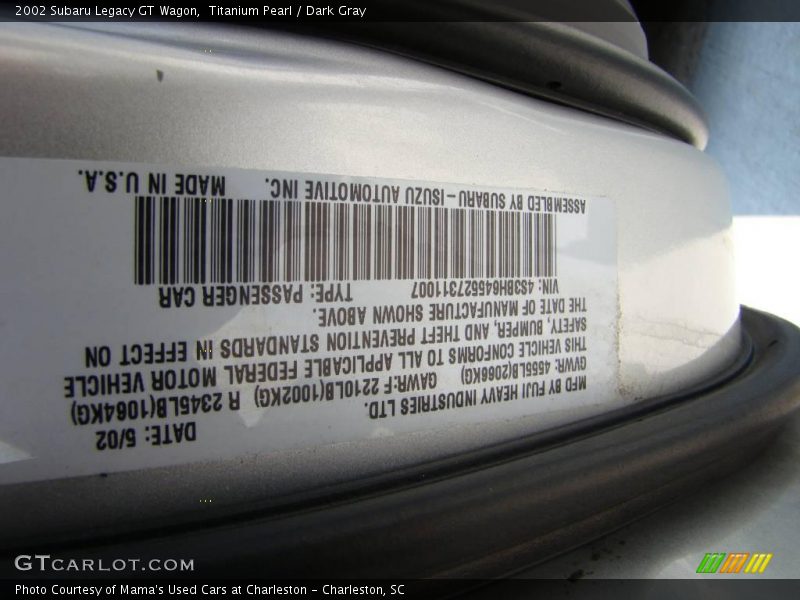 Titanium Pearl / Dark Gray 2002 Subaru Legacy GT Wagon