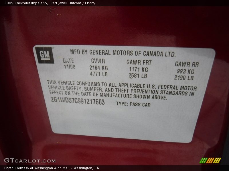 Red Jewel Tintcoat / Ebony 2009 Chevrolet Impala SS