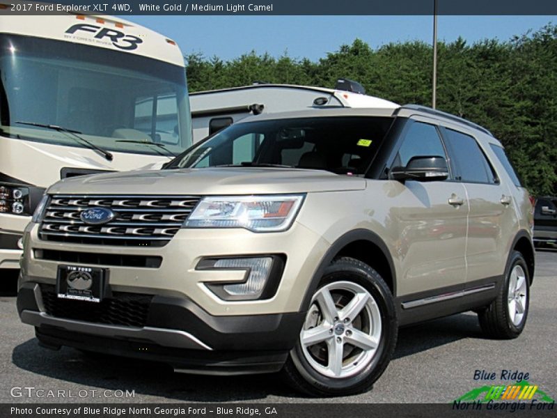 White Gold / Medium Light Camel 2017 Ford Explorer XLT 4WD