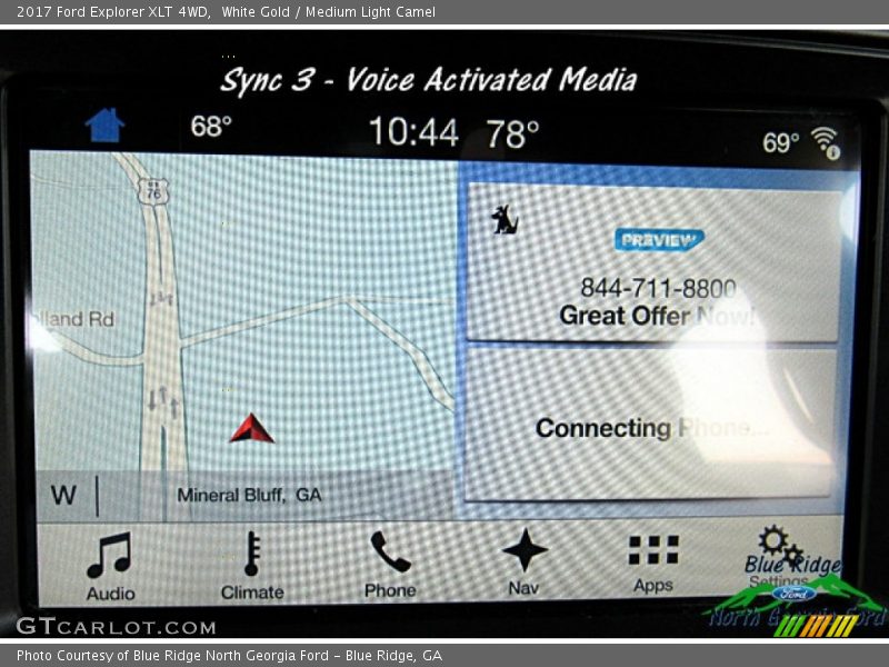 White Gold / Medium Light Camel 2017 Ford Explorer XLT 4WD