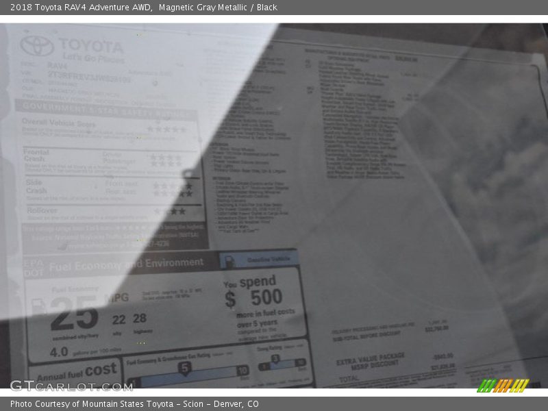Magnetic Gray Metallic / Black 2018 Toyota RAV4 Adventure AWD
