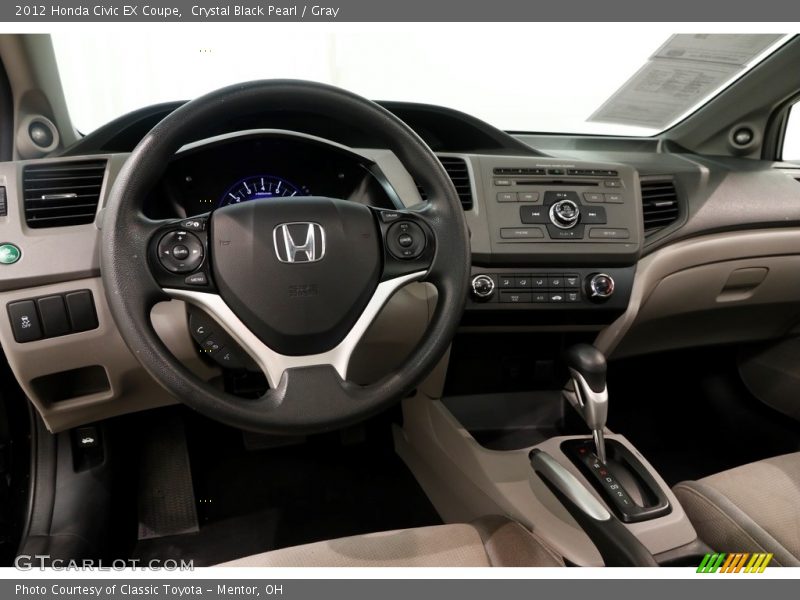 Crystal Black Pearl / Gray 2012 Honda Civic EX Coupe