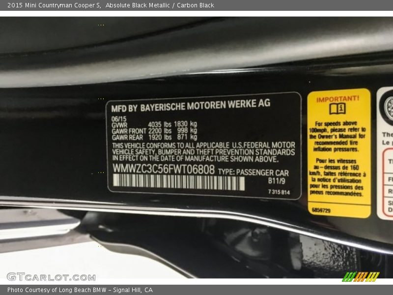 Absolute Black Metallic / Carbon Black 2015 Mini Countryman Cooper S