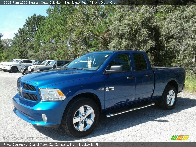 Blue Streak Pearl / Black/Diesel Gray 2018 Ram 1500 Express Quad Cab 4x4