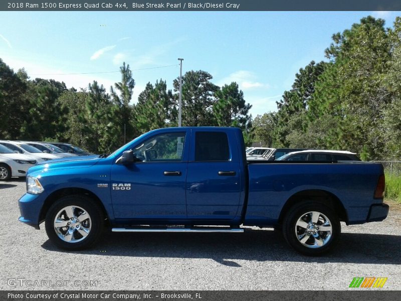 Blue Streak Pearl / Black/Diesel Gray 2018 Ram 1500 Express Quad Cab 4x4