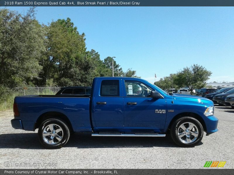 Blue Streak Pearl / Black/Diesel Gray 2018 Ram 1500 Express Quad Cab 4x4