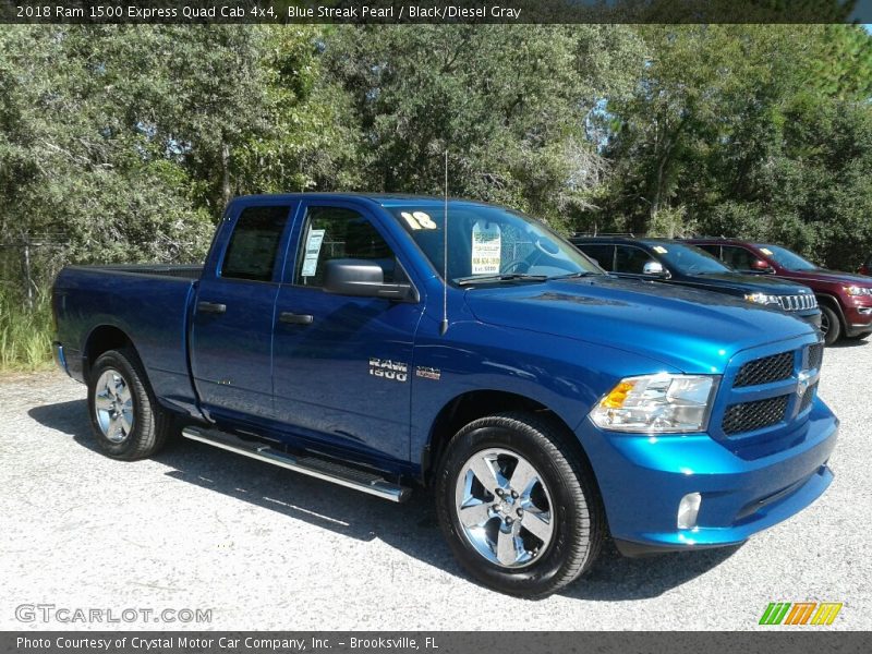 Blue Streak Pearl / Black/Diesel Gray 2018 Ram 1500 Express Quad Cab 4x4