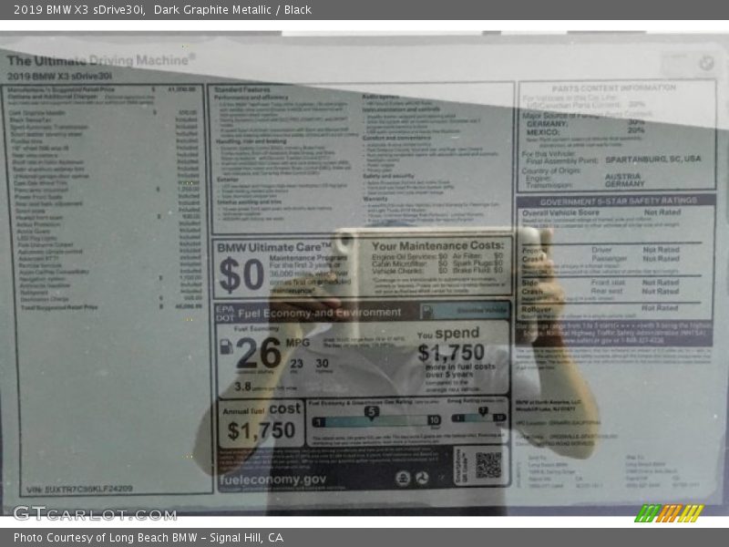 Dark Graphite Metallic / Black 2019 BMW X3 sDrive30i