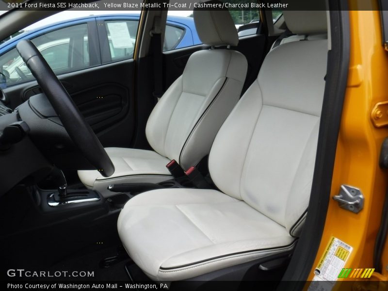 Yellow Blaze Metallic Tri-Coat / Cashmere/Charcoal Black Leather 2011 Ford Fiesta SES Hatchback
