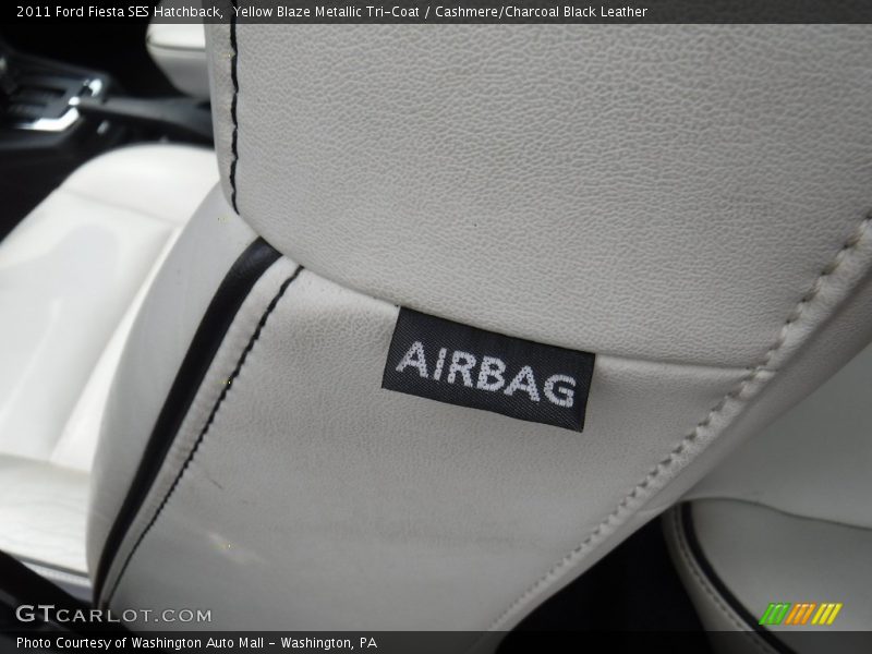 Yellow Blaze Metallic Tri-Coat / Cashmere/Charcoal Black Leather 2011 Ford Fiesta SES Hatchback