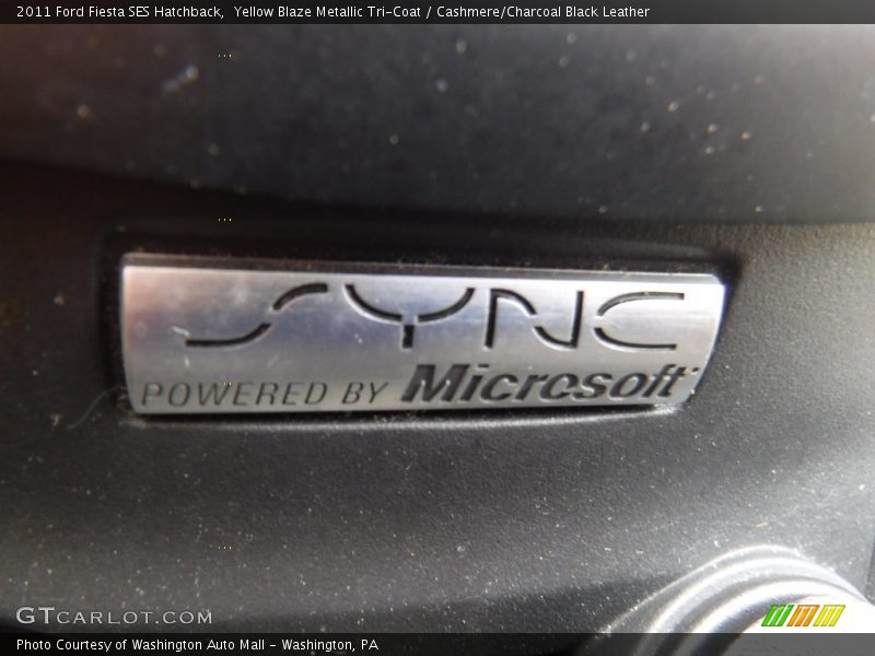 Yellow Blaze Metallic Tri-Coat / Cashmere/Charcoal Black Leather 2011 Ford Fiesta SES Hatchback
