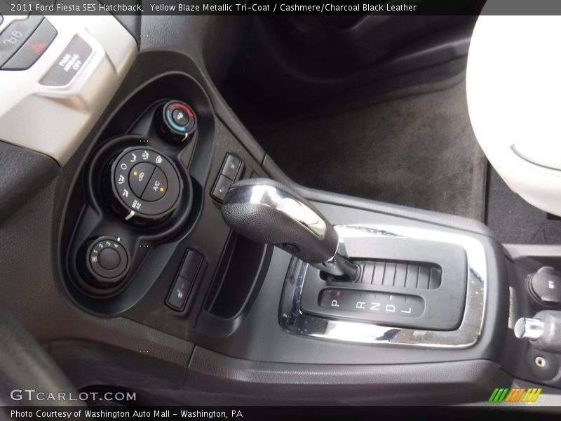 Yellow Blaze Metallic Tri-Coat / Cashmere/Charcoal Black Leather 2011 Ford Fiesta SES Hatchback