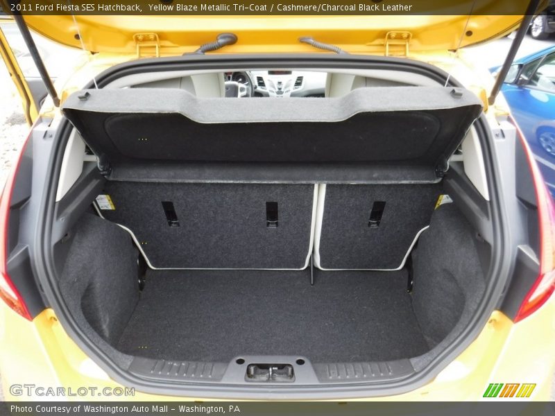 Yellow Blaze Metallic Tri-Coat / Cashmere/Charcoal Black Leather 2011 Ford Fiesta SES Hatchback