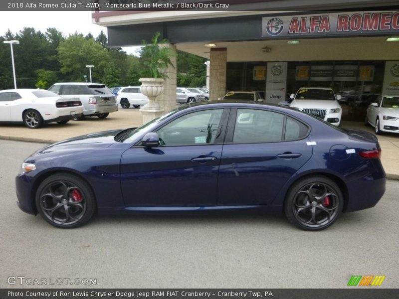 Montecarlo Blue Metallic / Black/Dark Gray 2018 Alfa Romeo Giulia Ti AWD