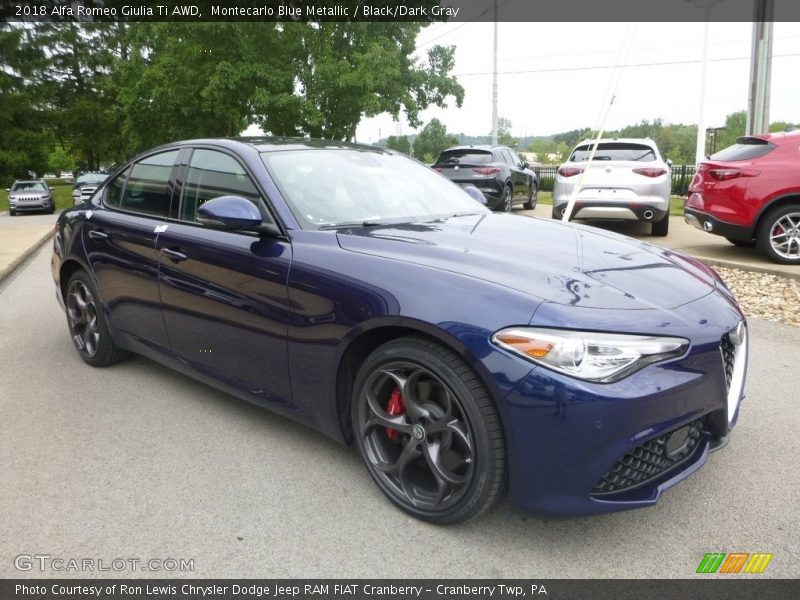 Montecarlo Blue Metallic / Black/Dark Gray 2018 Alfa Romeo Giulia Ti AWD