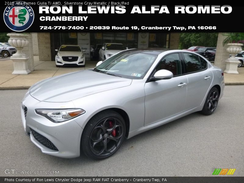 Silverstone Gray Metallic / Black/Red 2018 Alfa Romeo Giulia Ti AWD