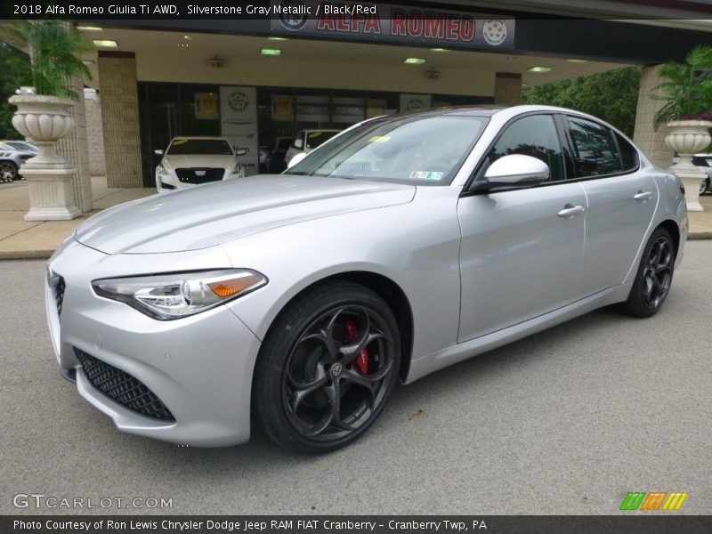 Silverstone Gray Metallic / Black/Red 2018 Alfa Romeo Giulia Ti AWD