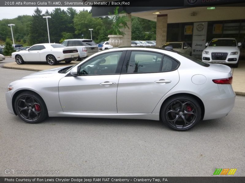 Silverstone Gray Metallic / Black/Red 2018 Alfa Romeo Giulia Ti AWD