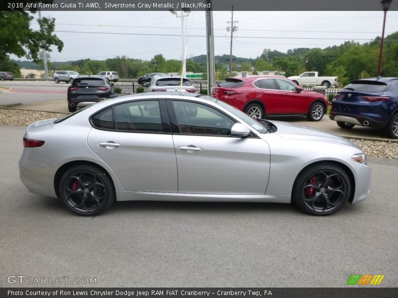 Silverstone Gray Metallic / Black/Red 2018 Alfa Romeo Giulia Ti AWD