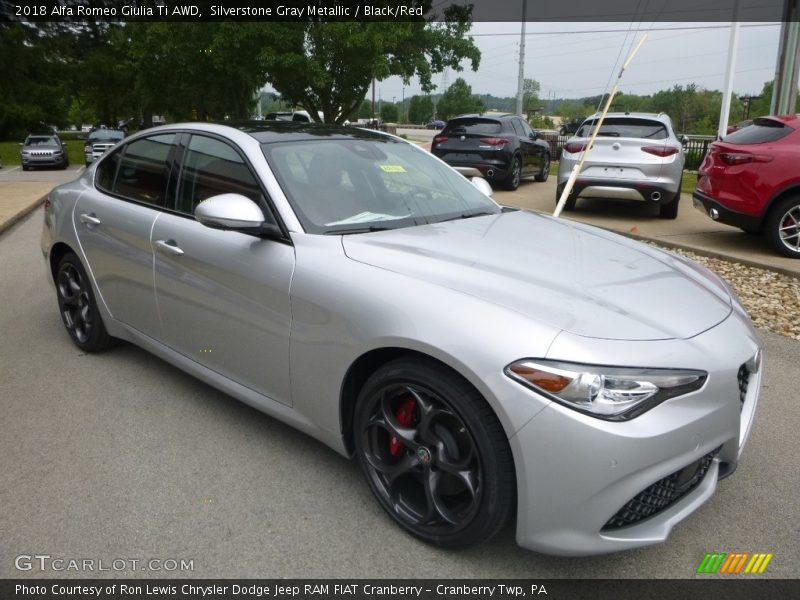 Silverstone Gray Metallic / Black/Red 2018 Alfa Romeo Giulia Ti AWD