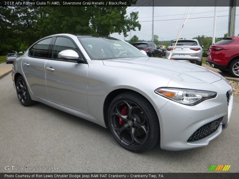 Silverstone Gray Metallic / Black/Red 2018 Alfa Romeo Giulia Ti AWD