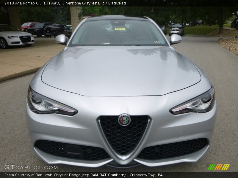 Silverstone Gray Metallic / Black/Red 2018 Alfa Romeo Giulia Ti AWD