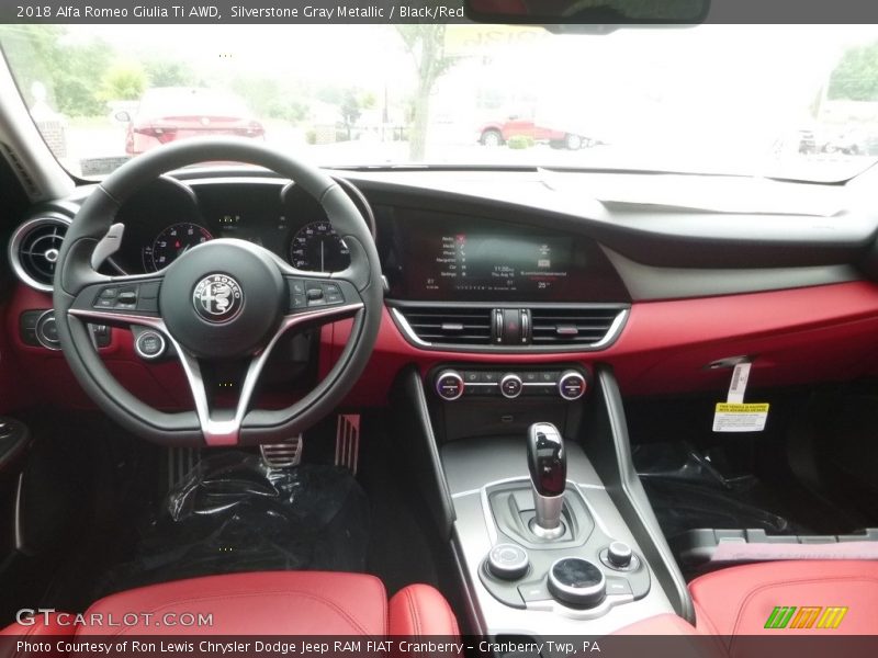 Silverstone Gray Metallic / Black/Red 2018 Alfa Romeo Giulia Ti AWD