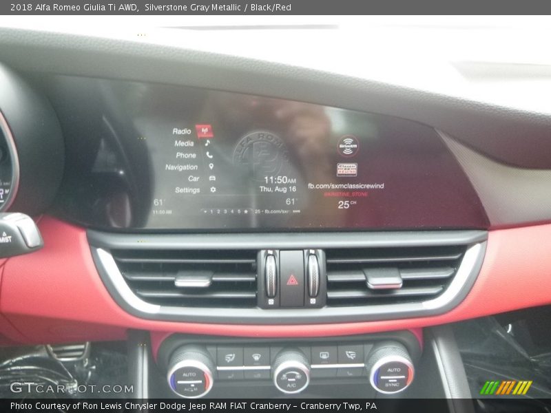 Silverstone Gray Metallic / Black/Red 2018 Alfa Romeo Giulia Ti AWD